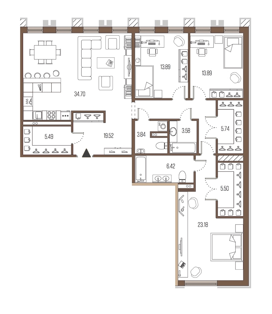 3-комнатная квартира 135.75 м², 2/7 эт., ЖК «LEGENDA Московский 65»